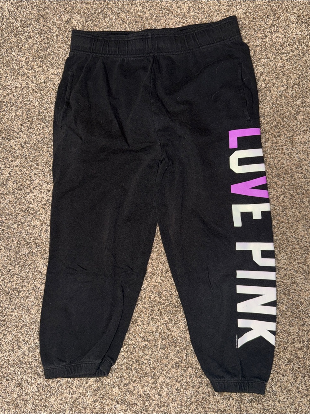 PINK Victoria's Secret Black Crop Sweats size Small